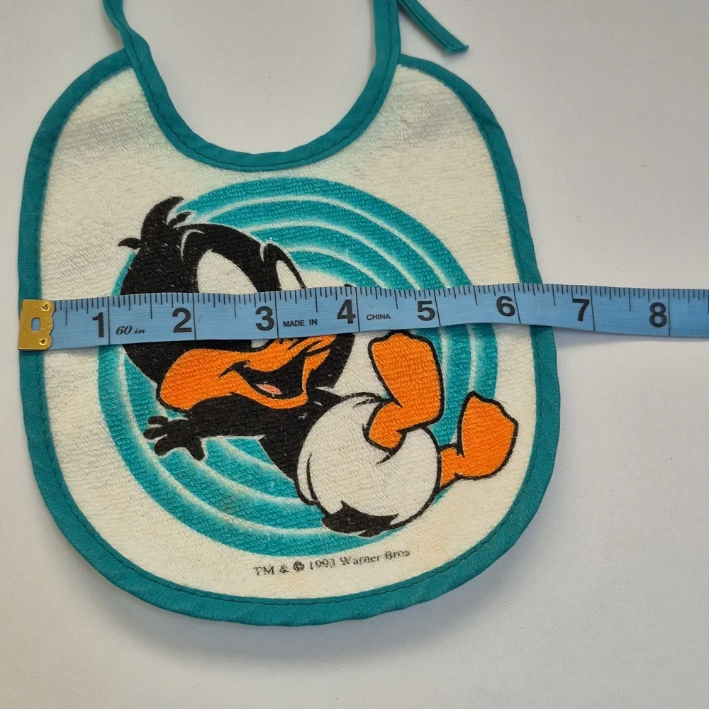 Vintage 1993 Looney Toons Baby Daffy Duck Baby Bib Warner Bros. 90's